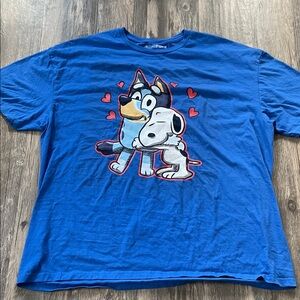 Blue Cartoon Dog Graphic Tee